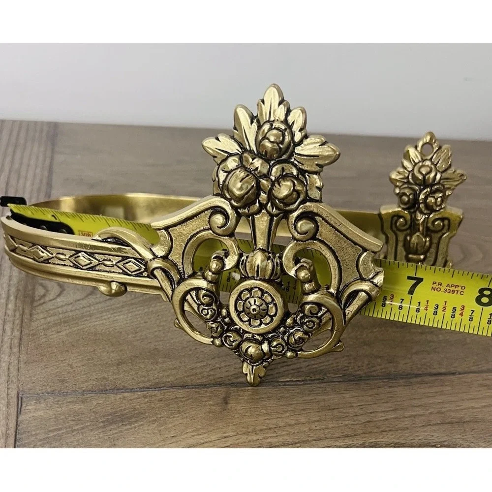 Vintage Ornate Brass Curtain Tie Back/towel Holder Floral Victorian Large